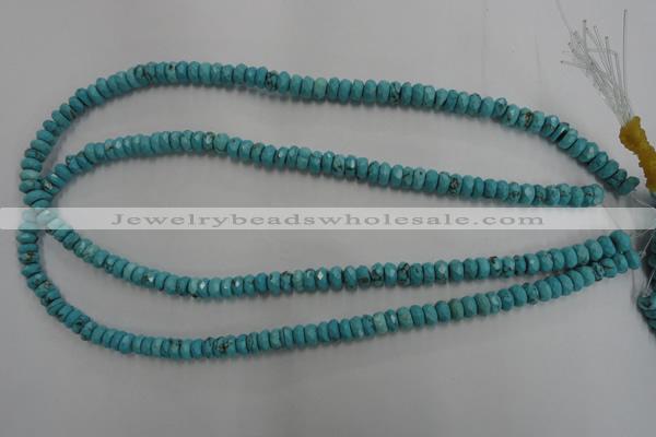 CWB441 15.5 inches 4*6mm faceted rondelle howlite turquoise beads