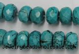 CWB448 15.5 inches 8*12mm faceted rondelle howlite turquoise beads