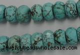 CWB449 15.5 inches 8*12mm faceted rondelle howlite turquoise beads