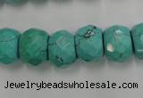 CWB452 15.5 inches 10*14mm faceted rondelle howlite turquoise beads