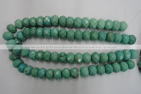 CWB456 15.5 inches 12*16mm faceted rondelle howlite turquoise beads