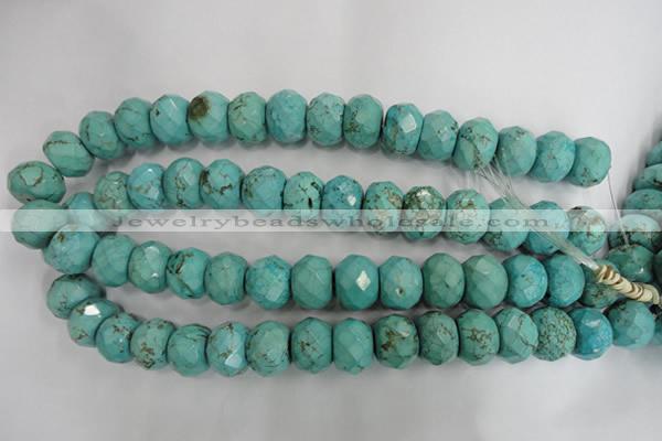 CWB459 15.5 inches 12*18mm faceted rondelle howlite turquoise beads