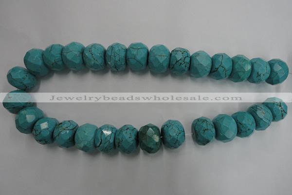 CWB460 15.5 inches 13*18mm faceted rondelle howlite turquoise beads