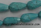 CWB474 15.5 inches 12*22mm faceted teardrop howlite turquoise beads