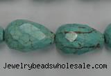 CWB475 15.5 inches 15*22mm faceted teardrop howlite turquoise beads