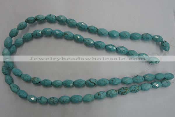 CWB481 15.5 inches 8*12mm faceted rice howlite turquoise beads