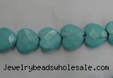 CWB491 15.5 inches 10*10mm faceted heart howlite turquoise beads