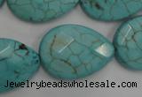 CWB506 15.5 inches 18*25mm faceted flat teardrop howlite turquoise beads