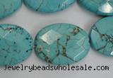 CWB516 15.5 inches 18*25mm faceted oval howlite turquoise beads