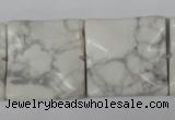 CWB62 15.5 inches 25*25mm wavy square natural white howlite beads