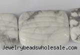 CWB63 15.5 inches 25*35mm carved rectangle natural white howlite beads