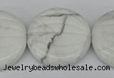 CWB65 15.5 inches 30mm carved coin natural white howlite beads