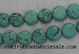 CWB701 15.5 inches 10mm flat round howlite turquoise beads