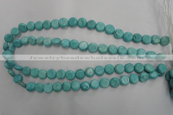 CWB702 15.5 inches 11mm flat round howlite turquoise beads