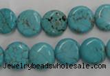 CWB703 15.5 inches 12mm flat round howlite turquoise beads