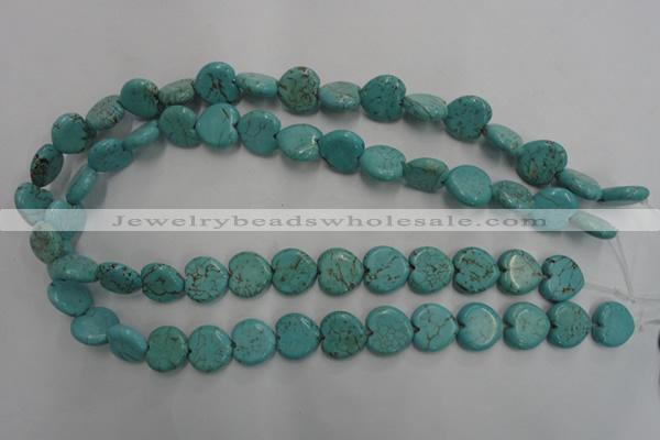 CWB716 15.5 inches 14*14mm heart howlite turquoise beads wholesale