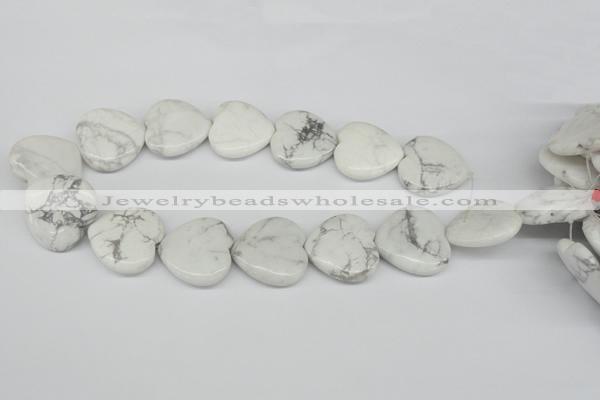 CWB76 15.5 inches 30*30mm heart natural white howlite beads