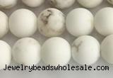 CWB812 15.5 inches 6mm round matte white howlite turquoise beads