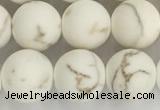 CWB814 15.5 inches 10mm round matte white howlite turquoise beads