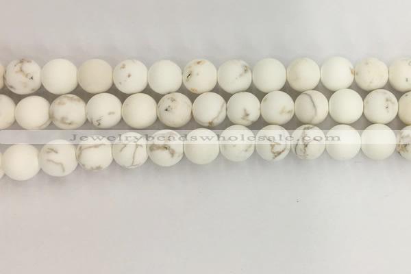 CWB814 15.5 inches 10mm round matte white howlite turquoise beads