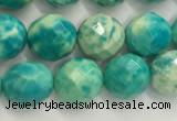 CWB880 15.5 inches 4mm faceted round howlite turquoise beads