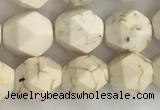 CWB885 15.5 inches 6mm faceted nuggets white howlite turquoise beads