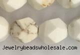 CWB887 15.5 inches 10mm faceted nuggets white howlite turquoise beads