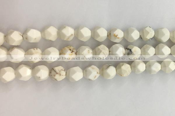 CWB887 15.5 inches 10mm faceted nuggets white howlite turquoise beads