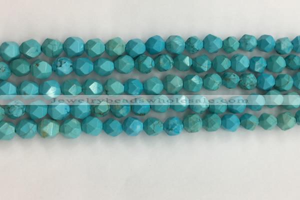 CWB889 15.5 inches 6mm faceted nuggets howlite turquoise beads