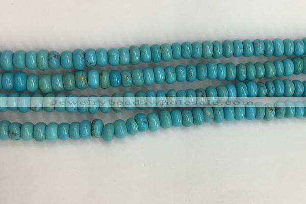 CWB895 15.5 inches 4*6mm rondelle howlite turquoise beads