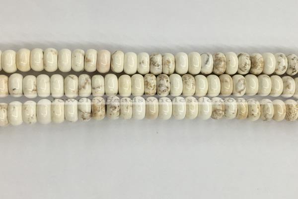 CWB896 15.5 inches 5*8mm rondelle white howlite turquoise beads