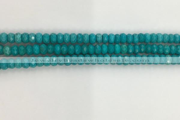 CWB902 15.5 inches 4*6mm faceted rondelle howlite turquoise beads