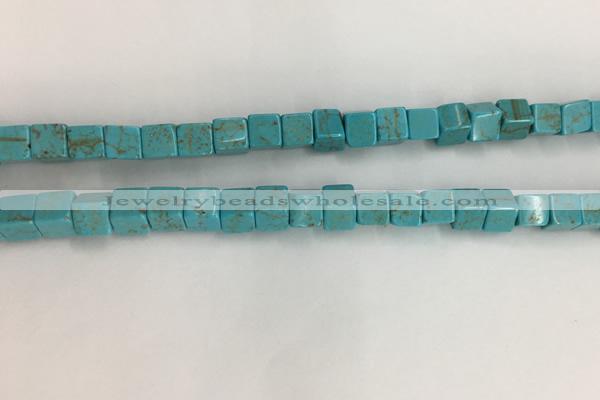 CWB910 15.5 inches 6*6mm cube howlite turquoise beads wholesale