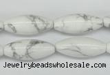 CWB92 15.5 inches 10*25mm rice natural white howlite beads