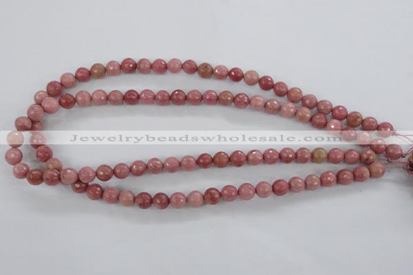 CWF01 15.5 inches 6mm faceted round pink wooden fossil jasper beads