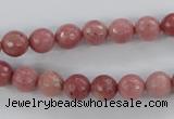 CWF02 15.5 inches 8mm faceted round pink wooden fossil jasper beads