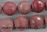 CWF07 15.5 inches 18mm faceted round pink wooden fossil jasper beads