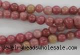 CWF11 15.5 inches 6mm round pink wooden fossil jasper beads wholesale