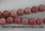 CWF12 15.5 inches 8mm round pink wooden fossil jasper beads wholesale