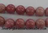 CWF15 15.5 inches 12mm round pink wooden fossil jasper beads wholesale