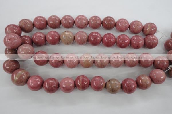 CWF18 15.5 inches 18mm round pink wooden fossil jasper beads wholesale