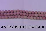 CWF20 15.5 inches 4mm round matte pink wooden fossil jasper beads