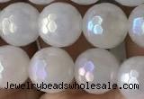 CWH61 15.5 inches 8mm faceted round AB-color white jade beads