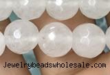 CWH78 15.5 inches 8mm faceted round white jade beads wholesale