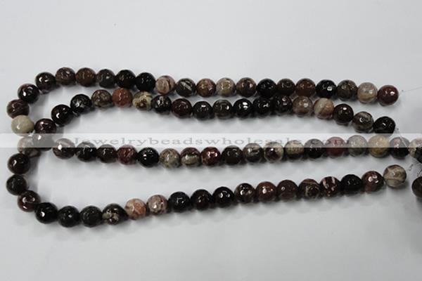 CWJ213 15.5 inches 10mm faceted round wood jasper gemstone beads