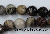 CWJ214 15.5 inches 12mm faceted round wood jasper gemstone beads