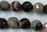 CWJ215 15.5 inches 14mm faceted round wood jasper gemstone beads