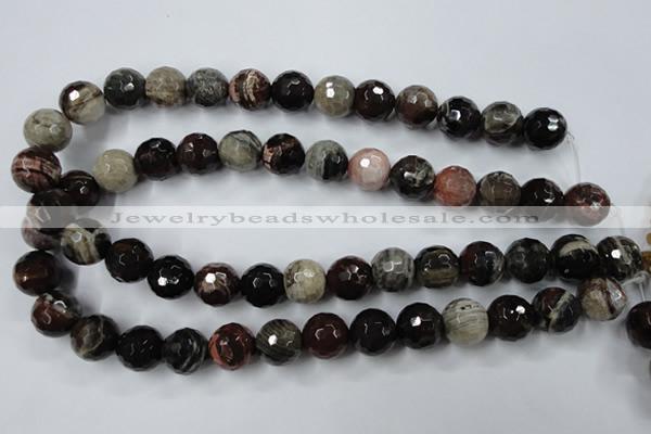 CWJ216 15.5 inches 16mm faceted round wood jasper gemstone beads