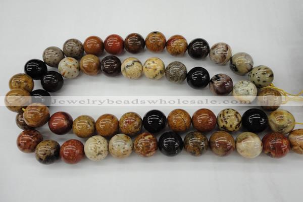 CWJ284 15.5 inches 16mm round wood jasper gemstone beads wholesale