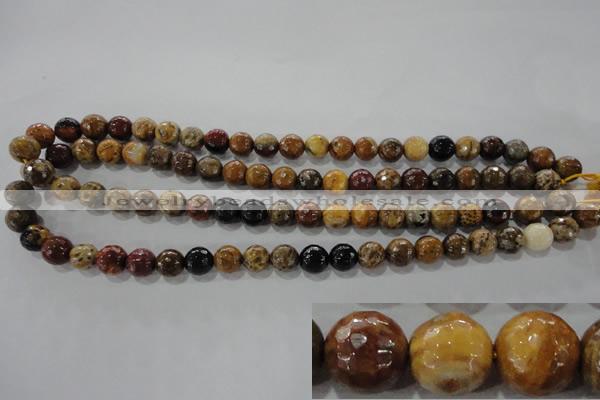 CWJ303 15.5 inches 9mm faceted round wood jasper gemstone beads